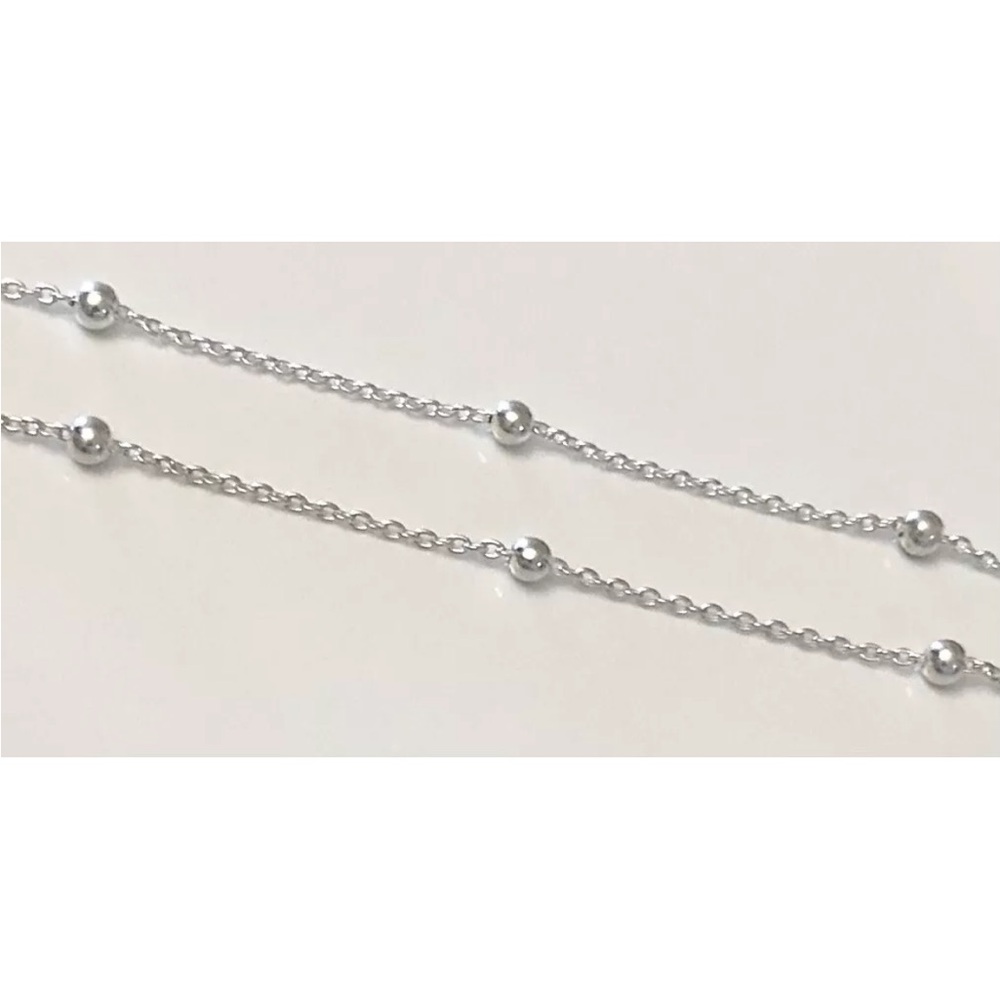 Signed Italy MA STERLING SILVER 925 2mm Ball Station Bracelet Anklet Size 9